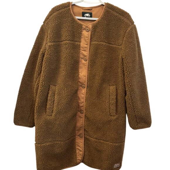 Roots brown longline teddy coat jacket size M - Picture 3 of 6